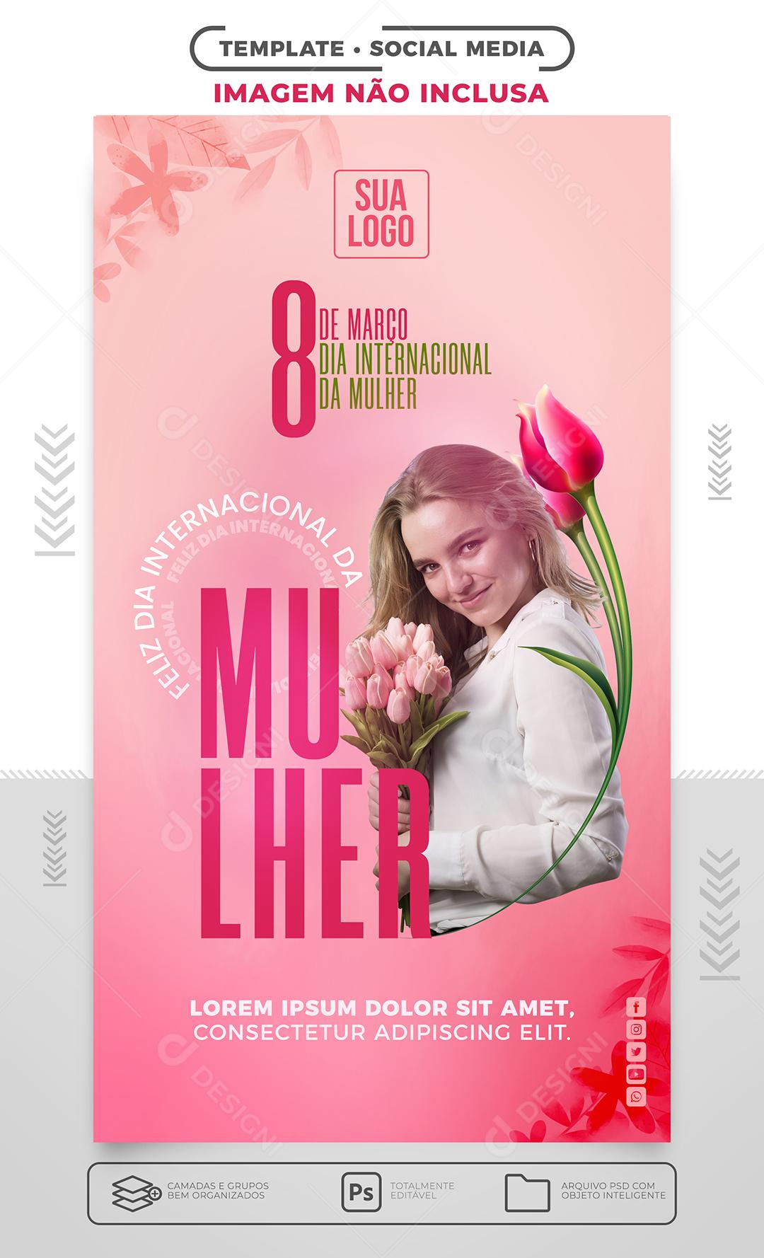 Social Media Dia da Mulher 8 de Março PSD Editável