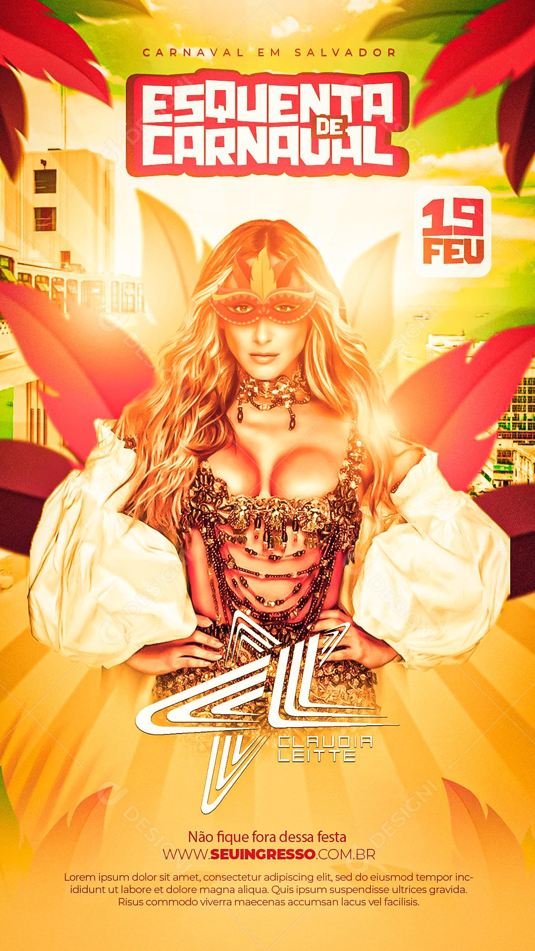 Flyer Esquenta De Carnaval 19 De Fevereiro Social Media PSD Editável