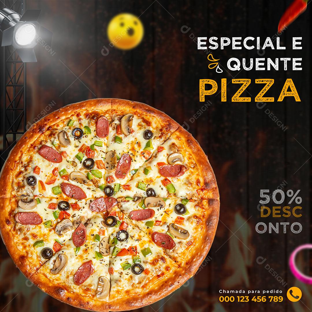 Social Media Especial e quente Pizza PSD Editável