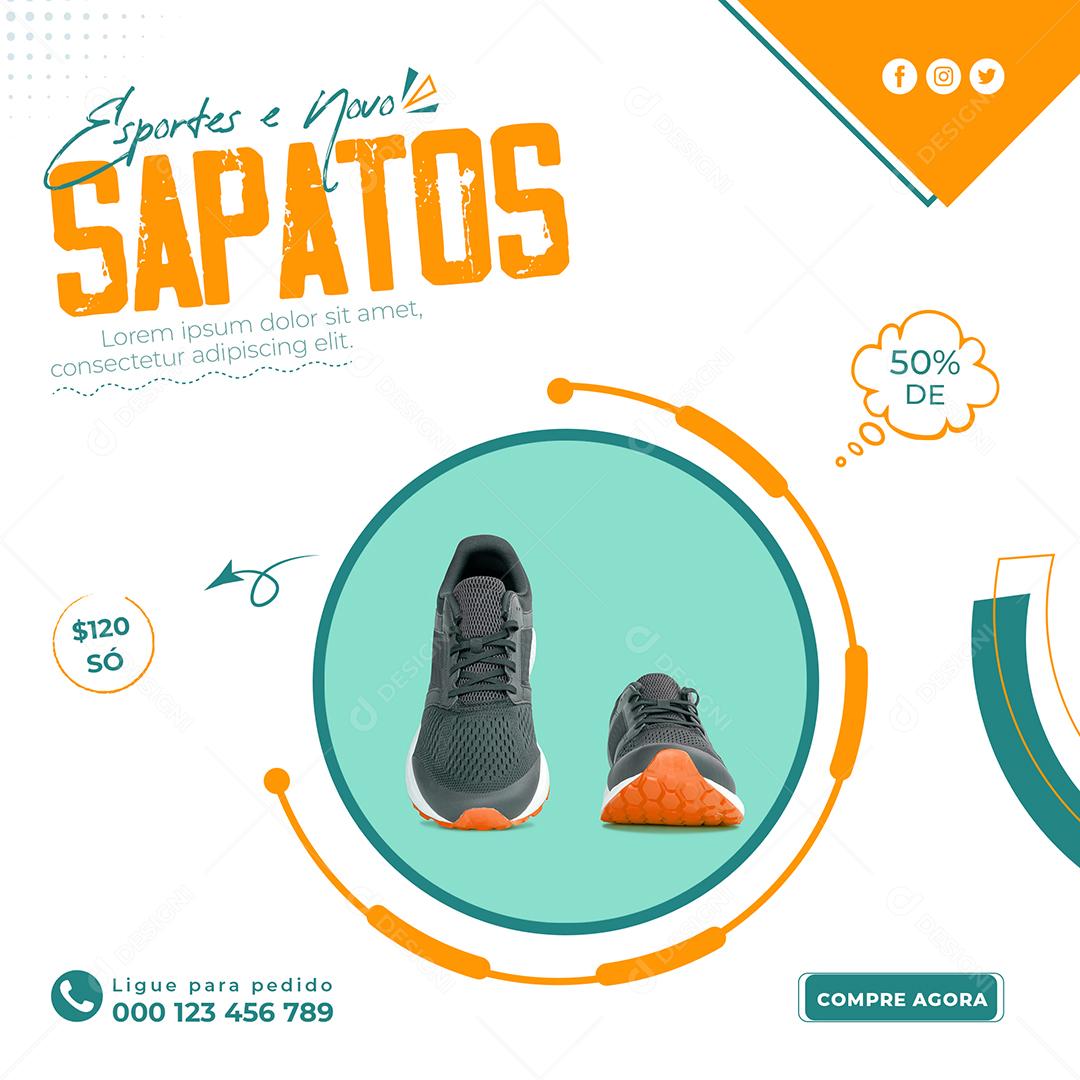 Lojas Esportes e novo sapatos À Venda Social Media PSD Editável