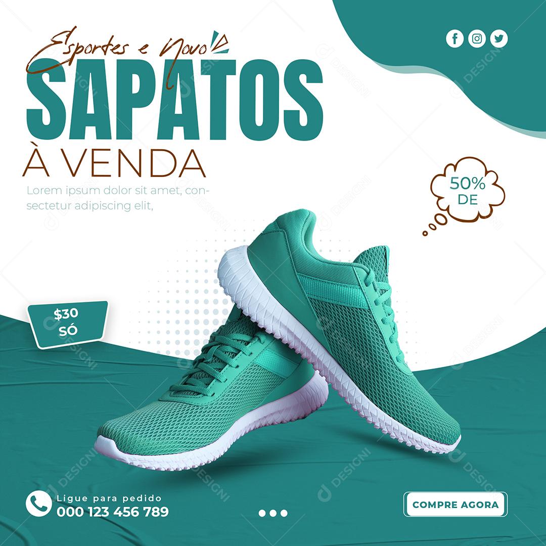 Esportes e novo sapatos À Venda Lojas Social Media PSD Editável