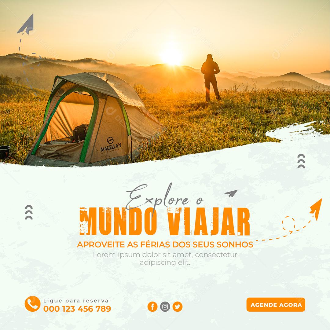 Explore O Mundo Viajar Aproveite Ás Férias Dos Seus Sonhos Social Media PSD Editável