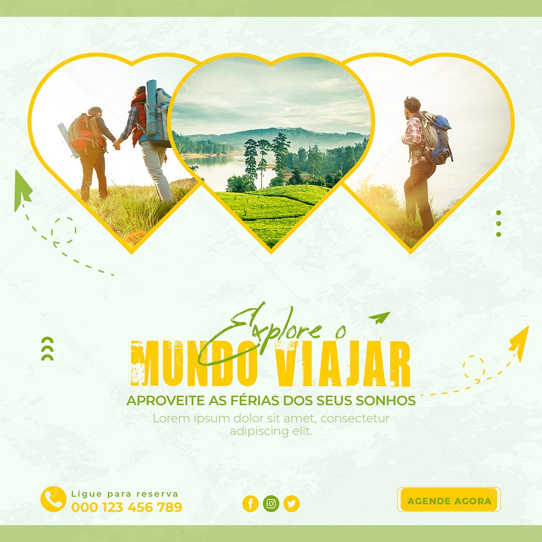 Social Media Explore O Mundo Viajar Aproveite Ás Férias Dos Seus Sonhos Viagens PSD Editável