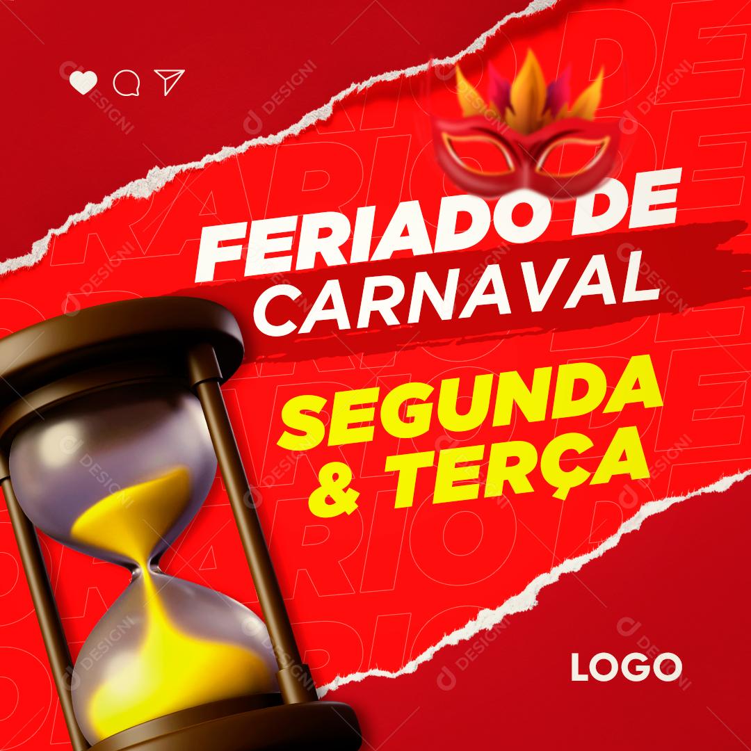 Post Feriado de Carnaval Comunicado Social Media PSD Editável