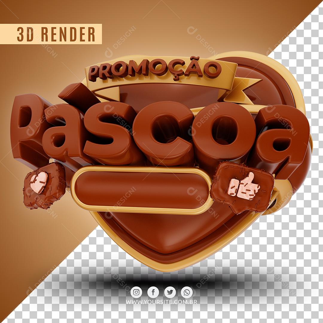 Selo 3D Promoção Páscoa Para Composição PSD