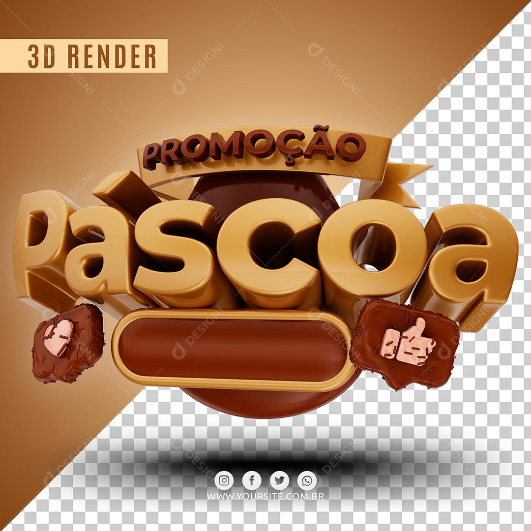 Selo 3D Promoção Páscoa Para Composição PSD