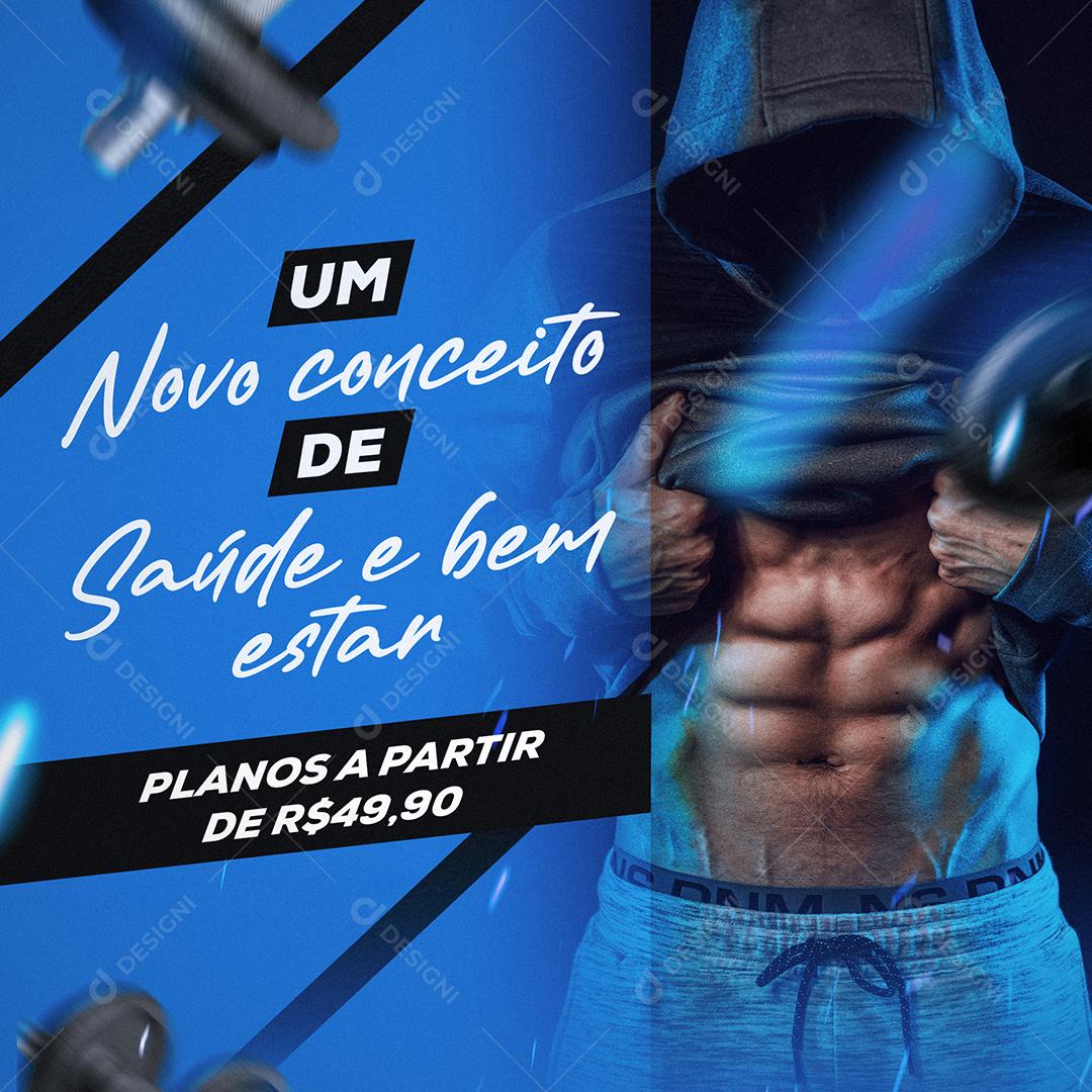 Social Media Um novo conceito de saúde e bem estar Academia PSD Editável