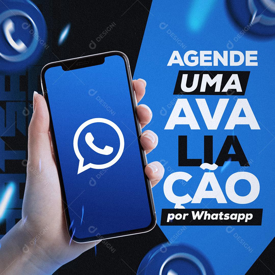Social Media Agende uma avaliação por whatsapp Academia PSD Editável