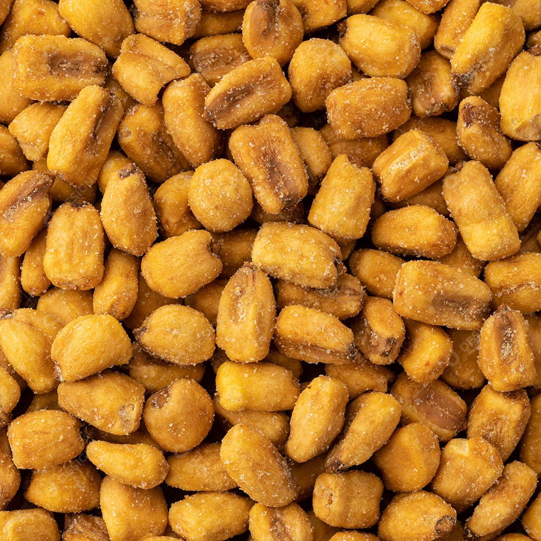 Closeup vista superior de milho frito. Cenário de comida.