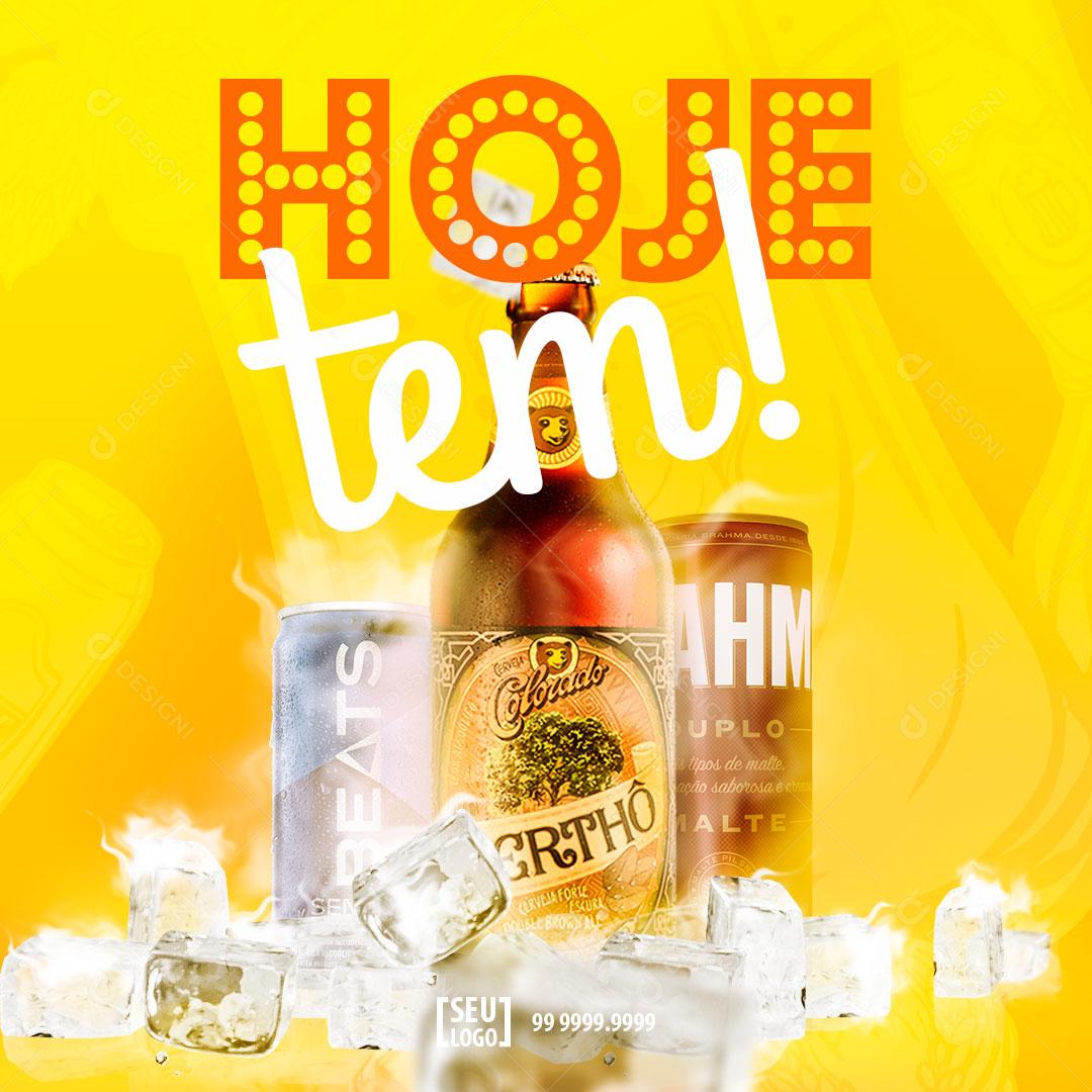 Post Bebidas Cerveja Hoje tem Social Media PSD Editável
