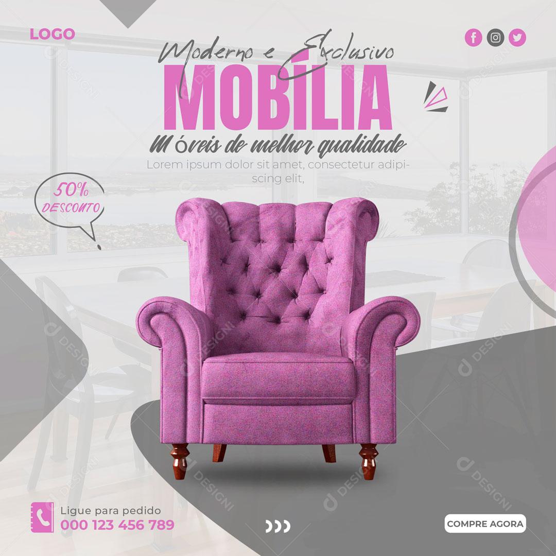 Exclusiva Mobília à Venda Empresa Social Media PSD Editável