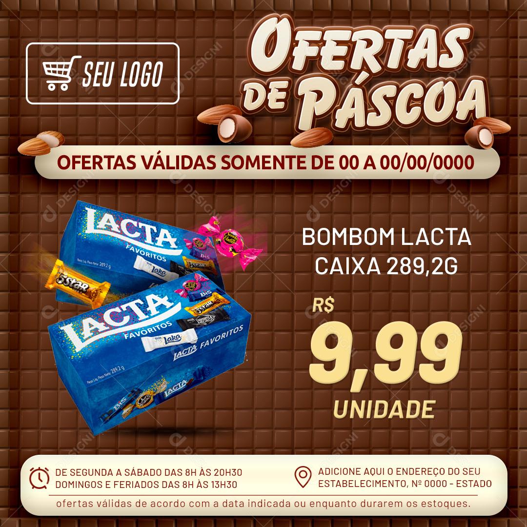 Encarte Ofertas De Pascoa Chocolates Doces Social Media PSD Editável