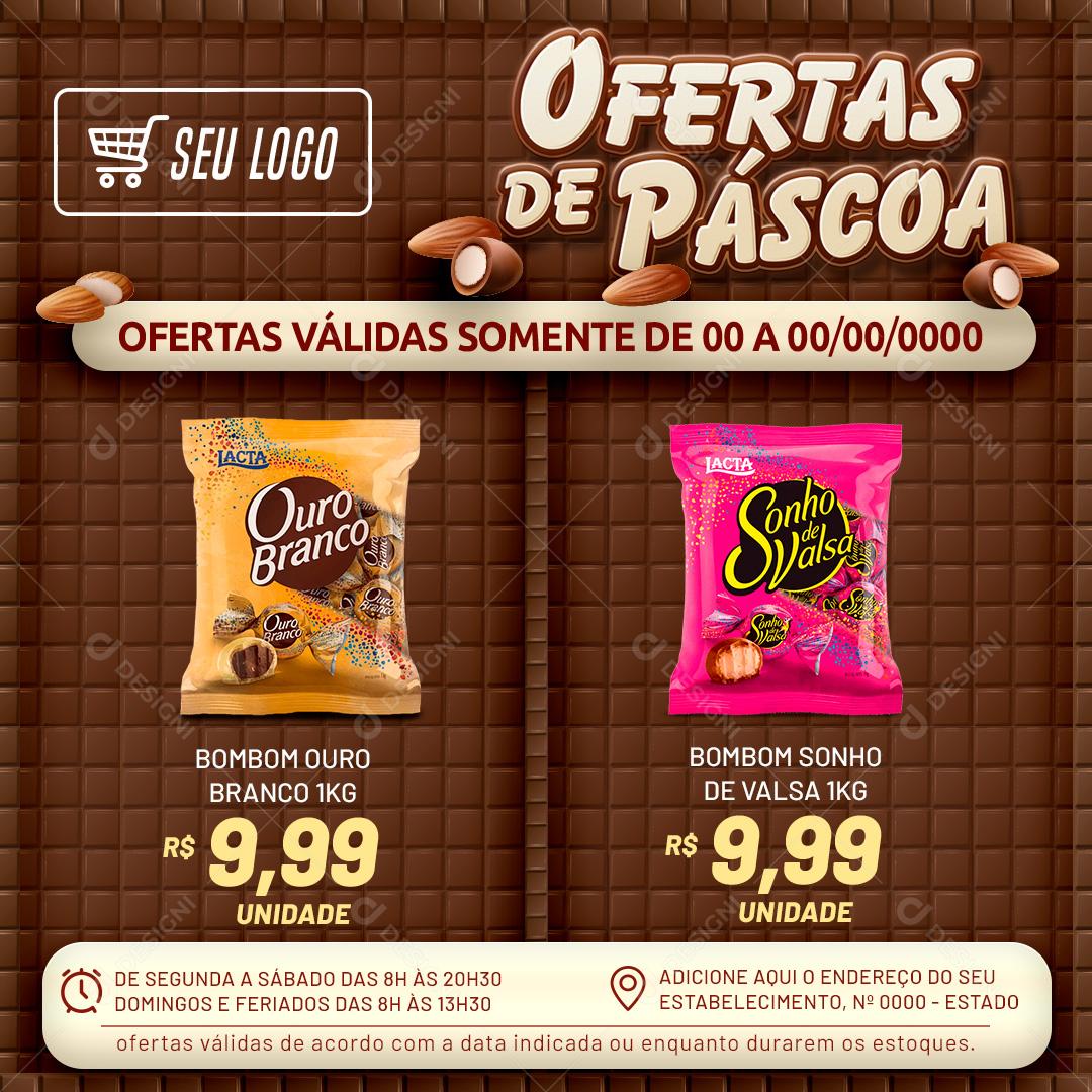 Encarte Ofertas De Pascoa Chocolates Doces Social Media PSD Editável