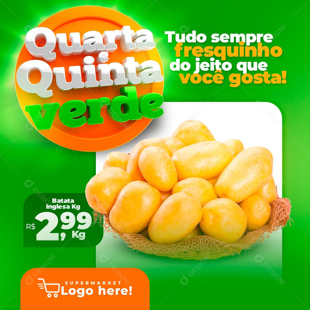 Social Media Hortifruti Quarta e Quinta Verde Post Template PSD Editável