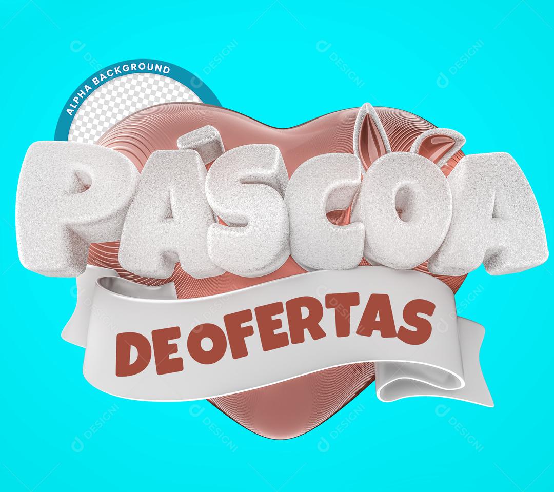 Páscoa de Ofertas Selo 3D Para Composição PSD