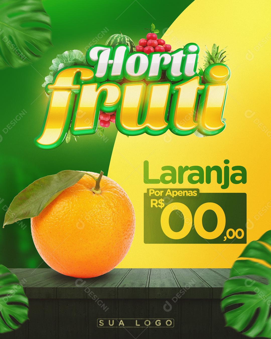 Social Media Template Hortifruti Produto Laranja PSD Editável