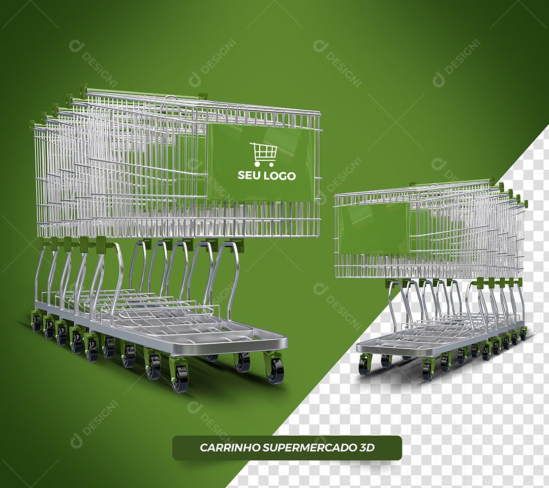 Carrinhos de Supermercado Elemento 3D Para Composição PSD