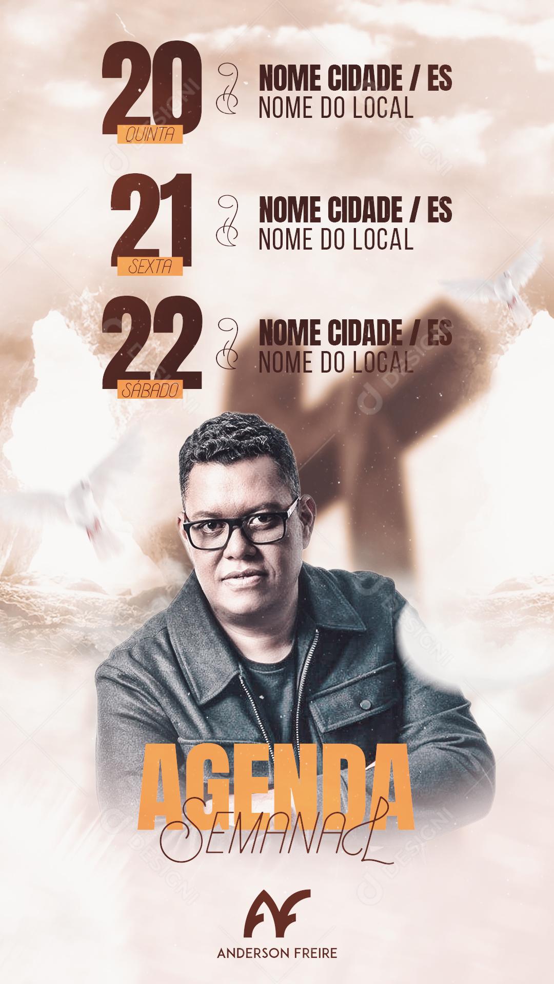 Flye Story Agenda Semanal Anderson Freire Social Media PSD Editável