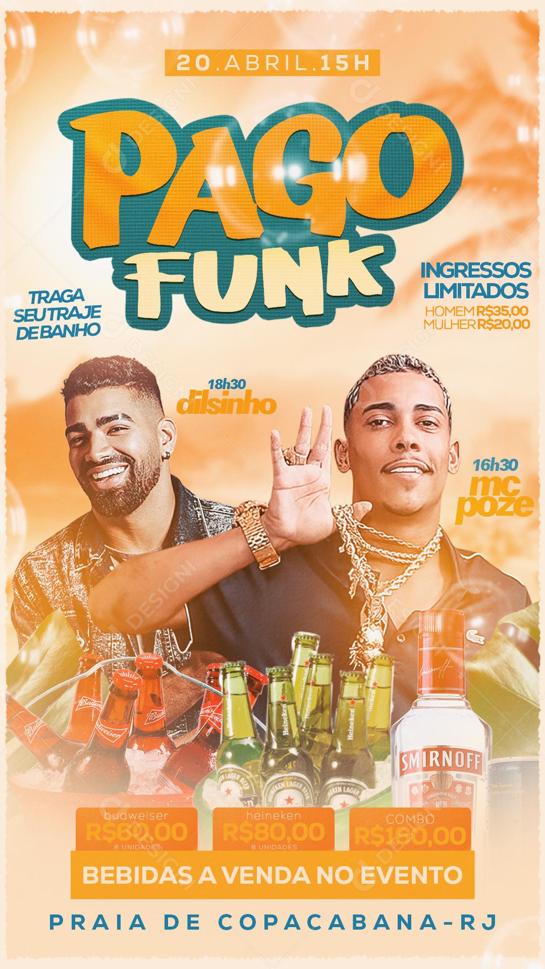 Flyer Story Pago Funk Dilsinho e Mc Poze Social Media PSD Editável