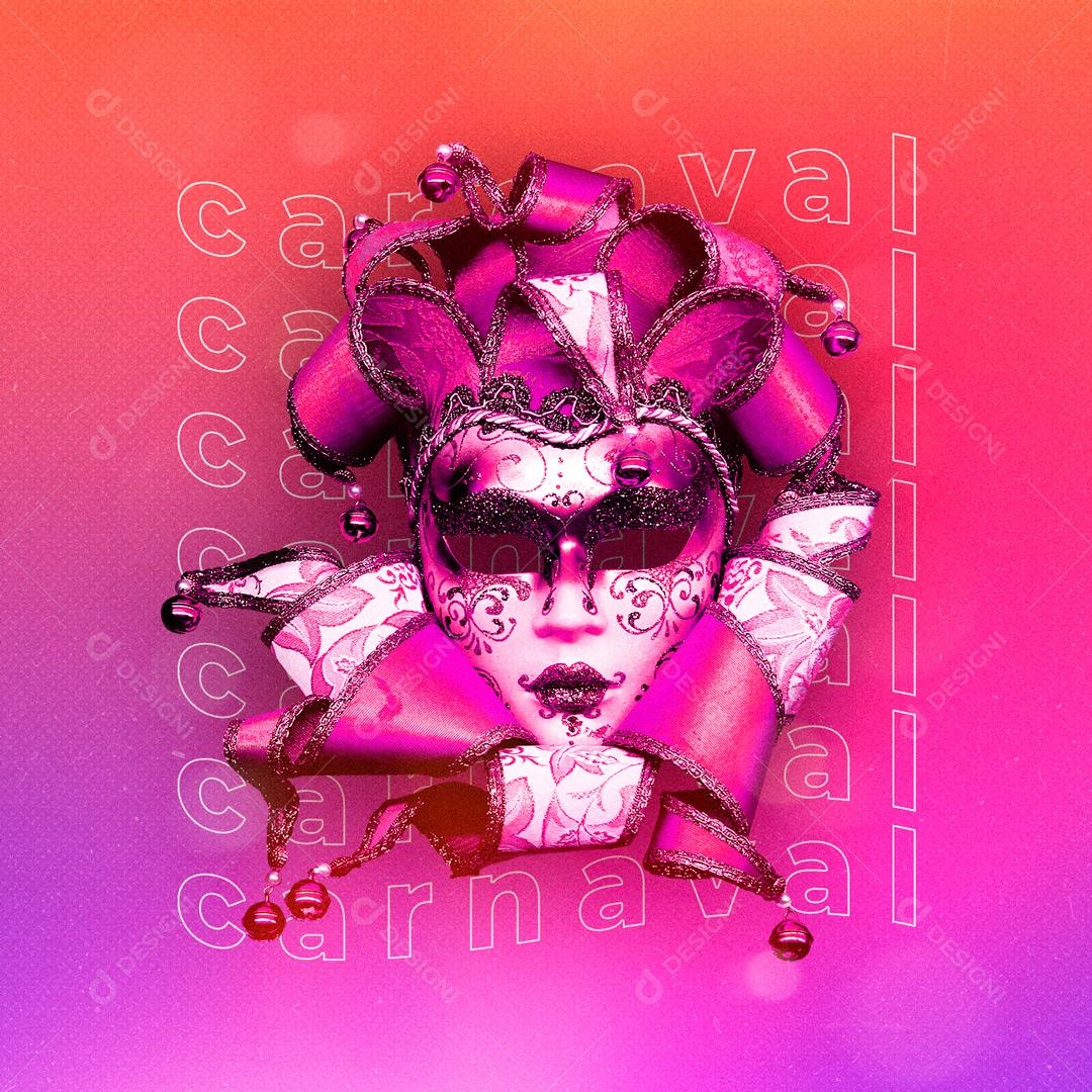 Post Feed Mascara de Carnaval Social Media PSD Editável
