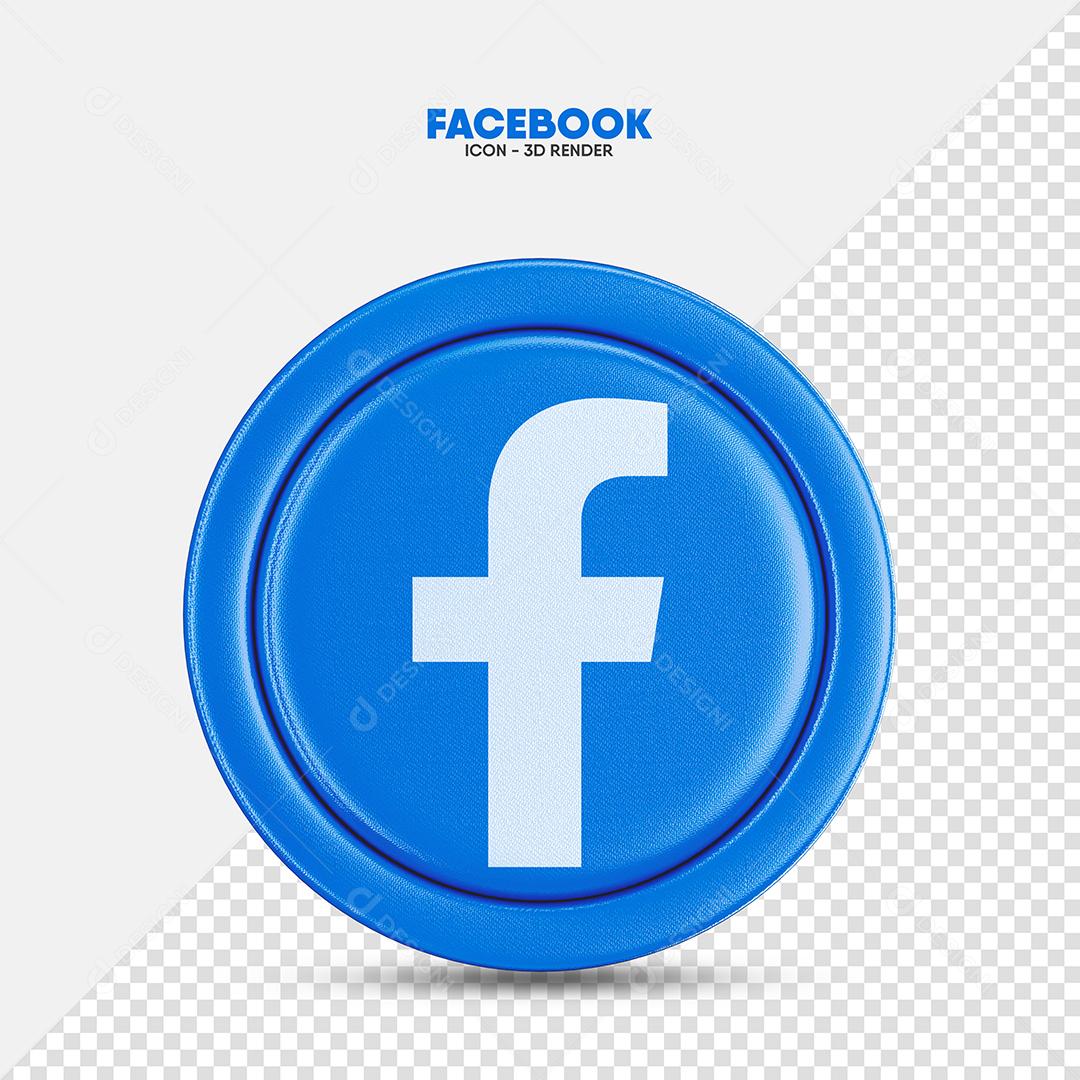 Ícone 3D Facebook Azul Para Composição PSD