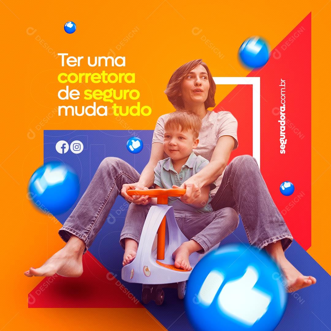 Post Template Seguradora Ter Uma Corretora de Seguro Social Media PSD Editável