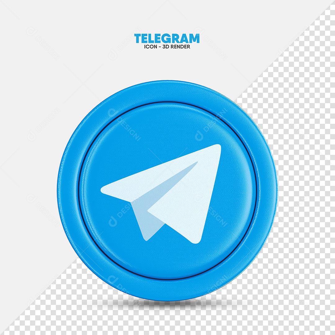 Telegram Ícone 3D Azul Elemento Para Composição PSD