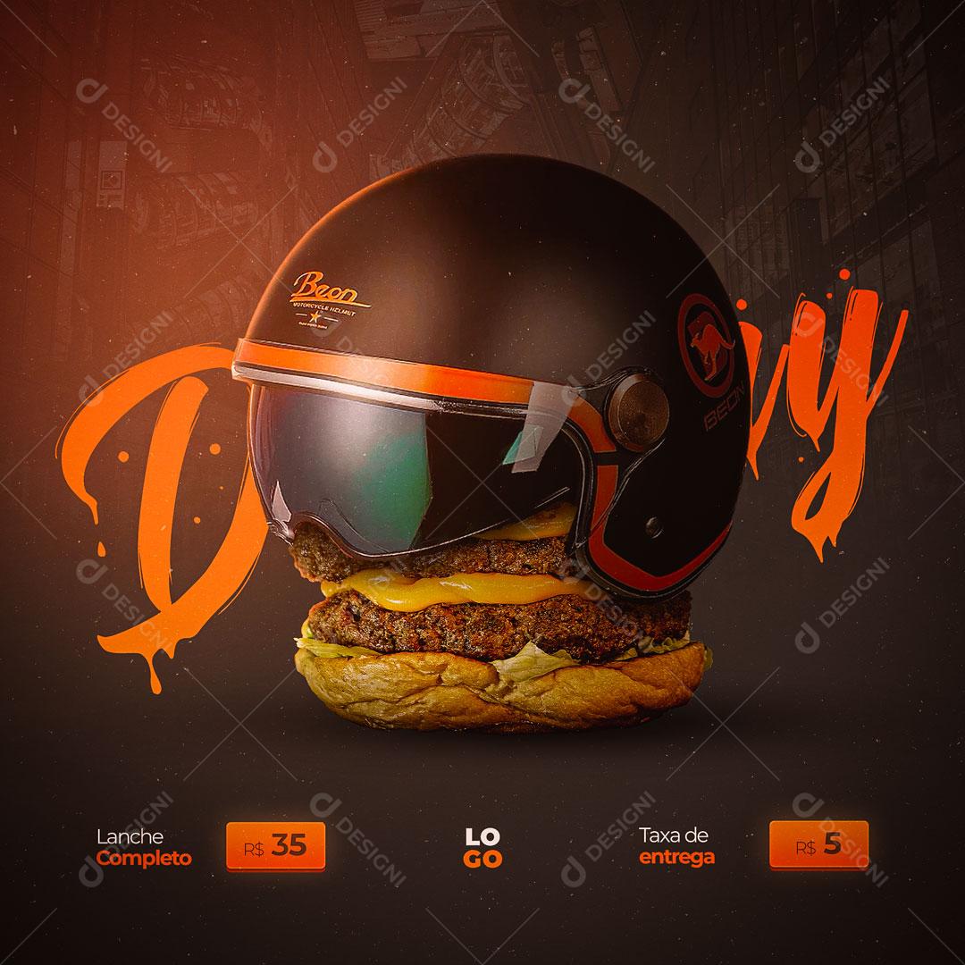 Social Media O Seu Pedido já Chegou Hamburguer Delivery PSD Editável