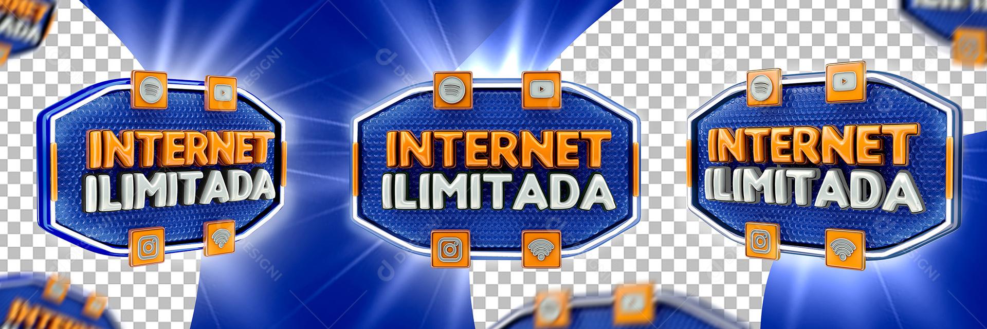 Internet Ilimitada Selos 3D Vários Ângulos PSD