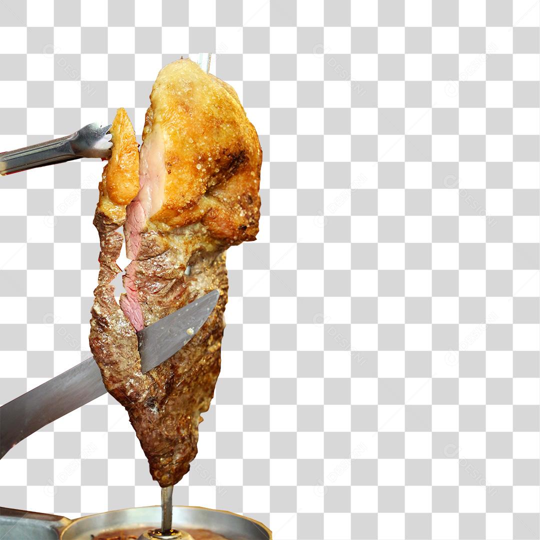 Deliciosa carne sendo cortada PNG Transparente
