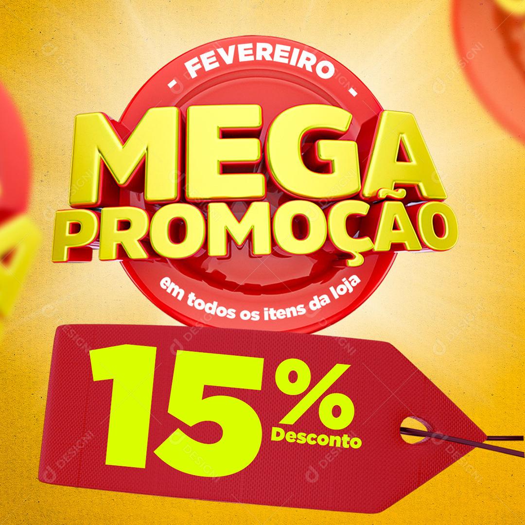 Mega Promoção 15% de Desconto Social Media PSD Editável