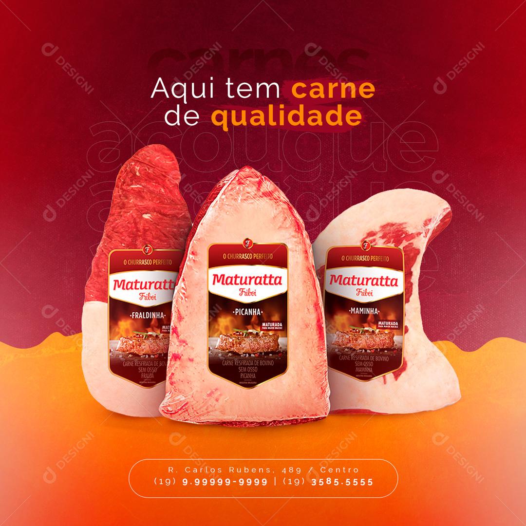 Social Media Açougue Aqui Tem Carne de Qualidade PSD Editável