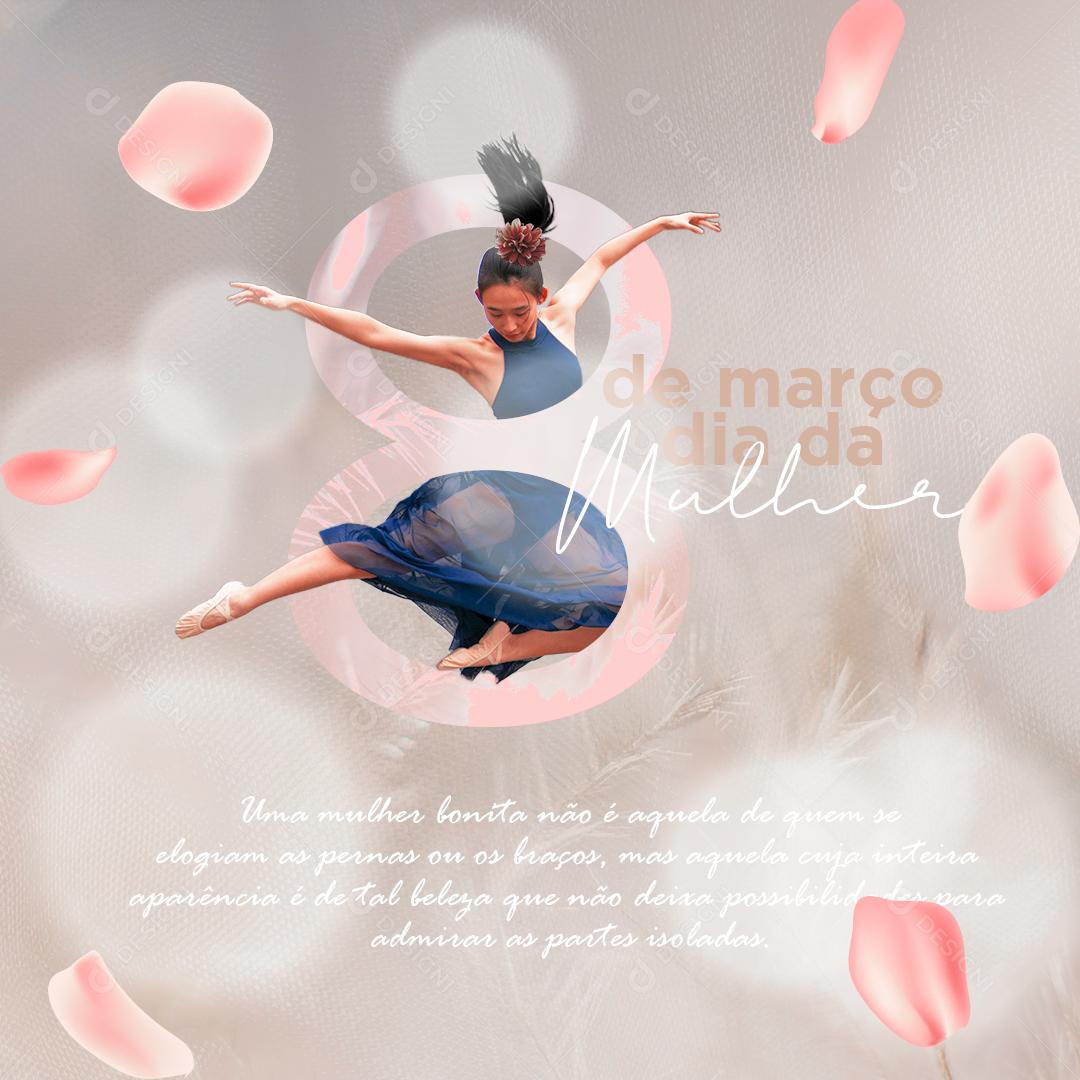 Dia Internacional da Mulher 8 De Março uma Linda Mulher Social Media PSD Editável