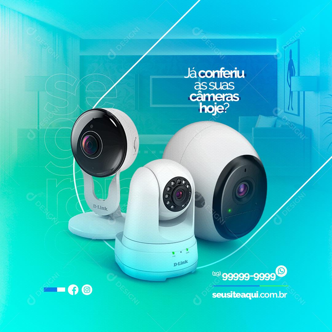 Social Media Segurança Eletrônica Já conferiu as suas câmeras hoje PSD Editável