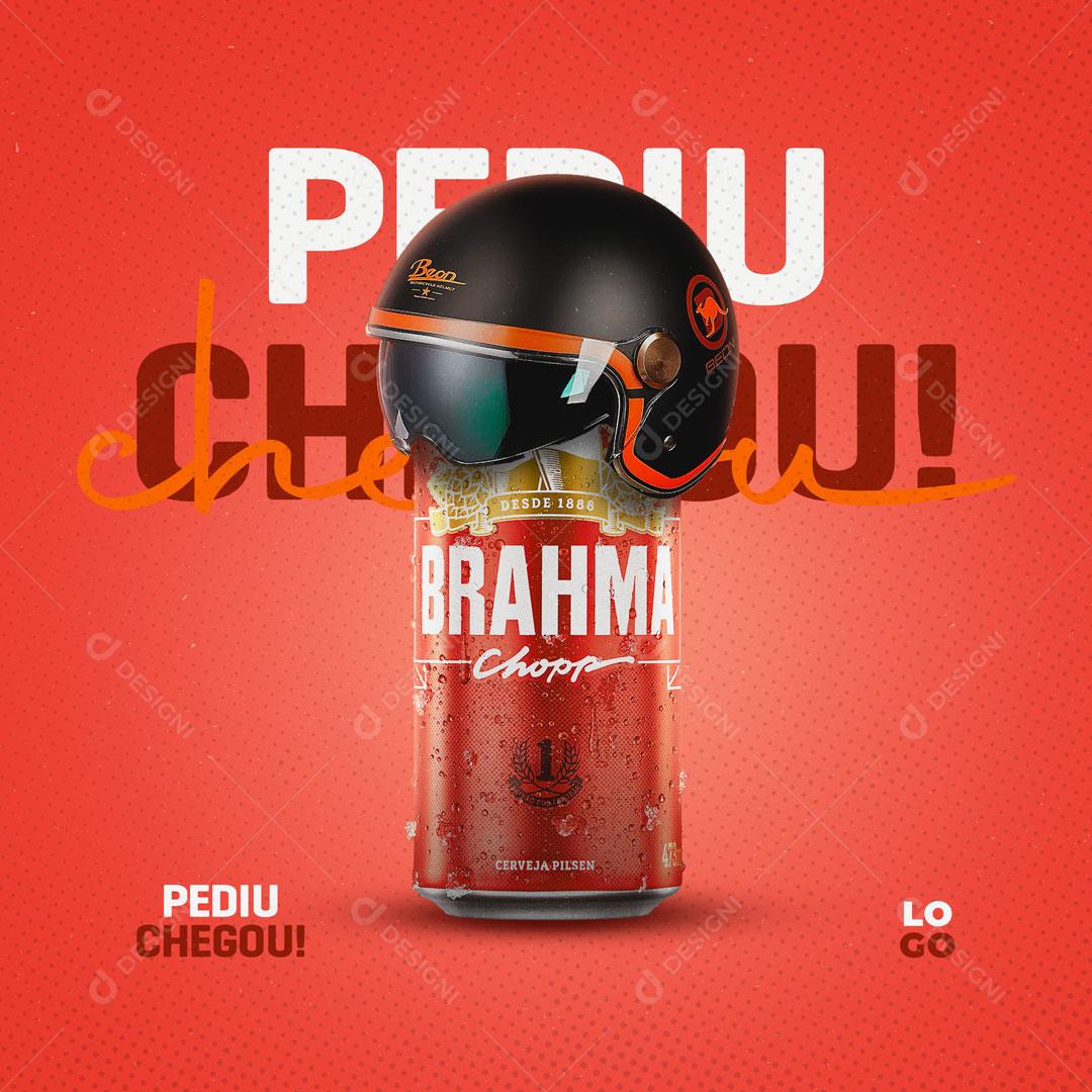 Post Bebidas Cerveja Pediu Chegou Social Media PSD Editável