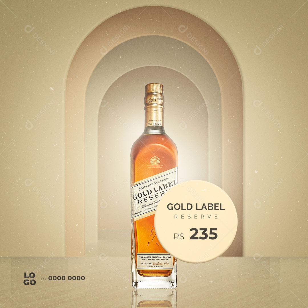 Post Bebidas Whisky Gold Label Social Media PSD Editável