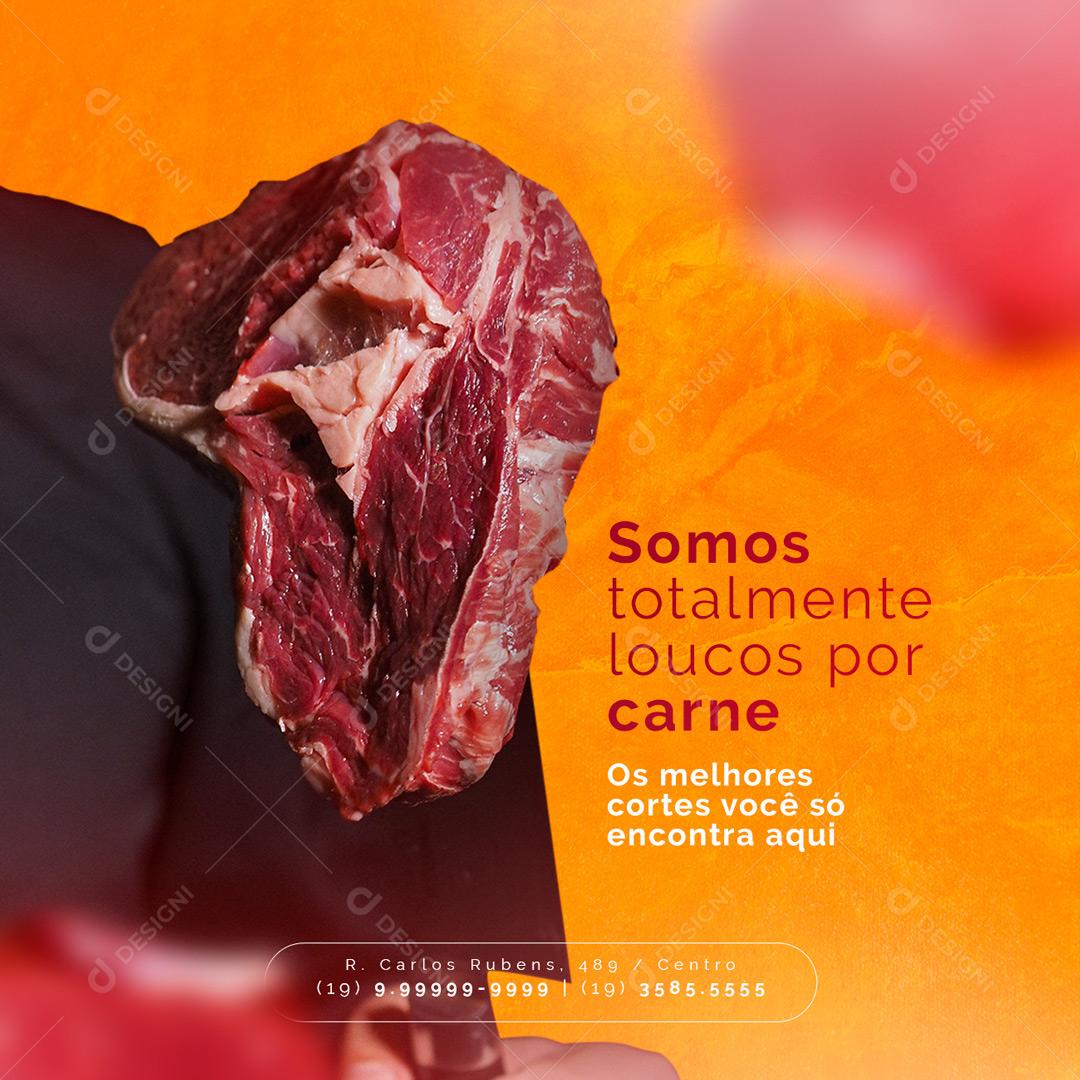 Social Media Somos totalmente loucos por carne Açougue PSD Editável