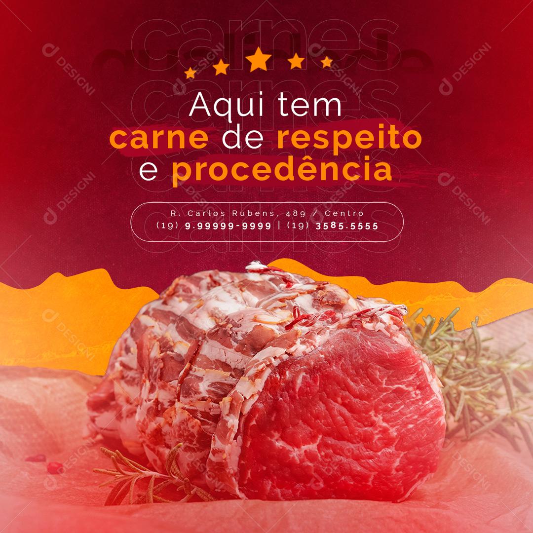 Social Media Aqui tem carne de respeito e procedência Açougue PSD Editável