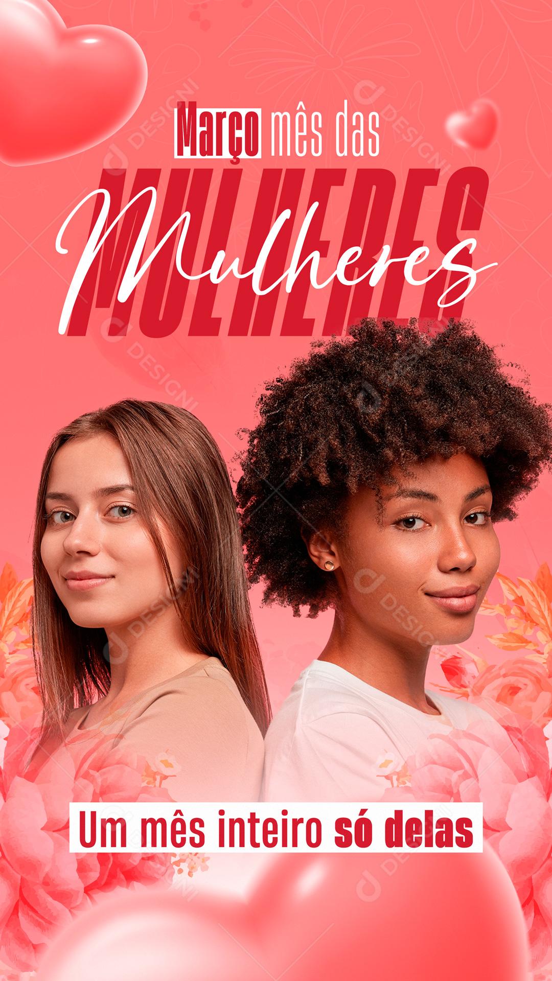 Março Mês Das Mulheres Um Mês Inteiro Só Delas Social Media PSD Editável