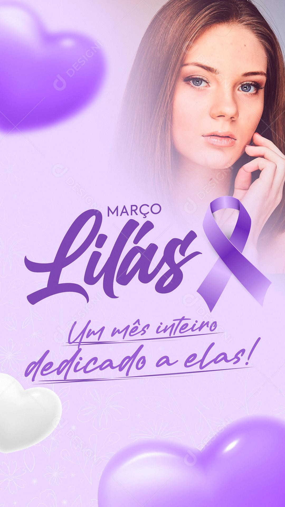 Março Lilás Prevenção Do Câncer Do Colo Do Útero Social Media PSD Editável