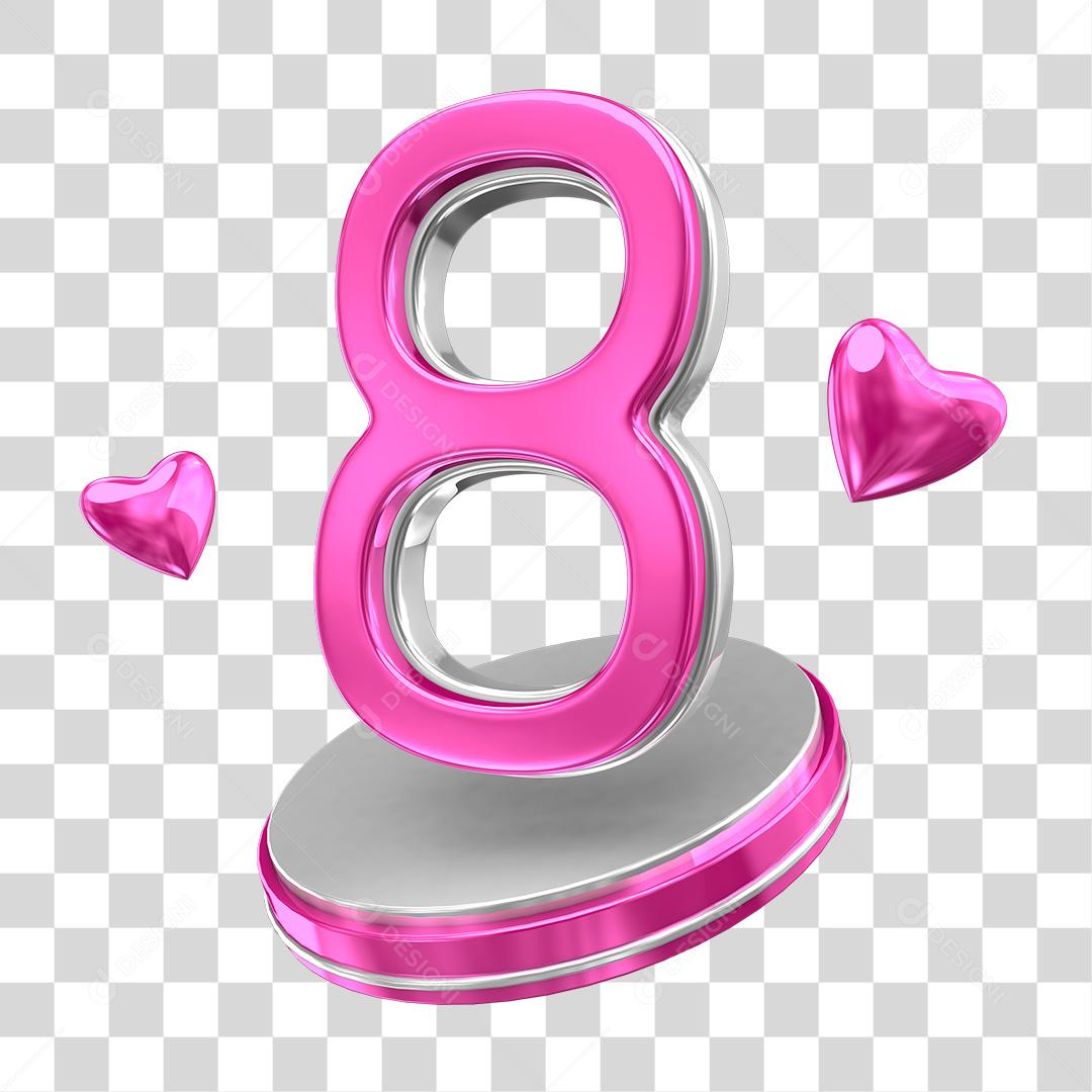 Number 8 on Podium Element For Women's Day PNG Transparent