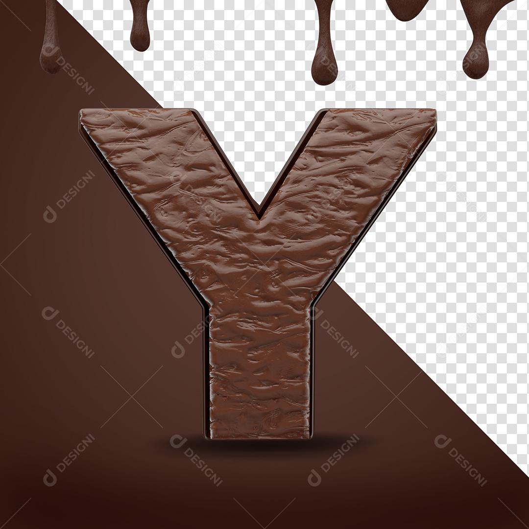 Letra Y Textura De Chocolate Elemento 3D Para Composição PSD