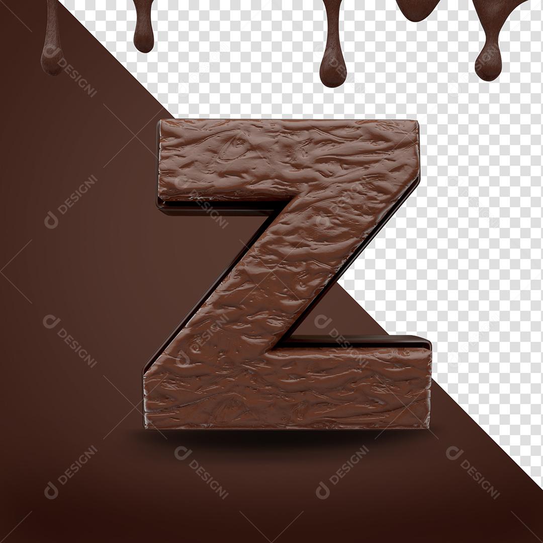 Letra Z Textura De Chocolate Elemento 3D Para Composição PSD