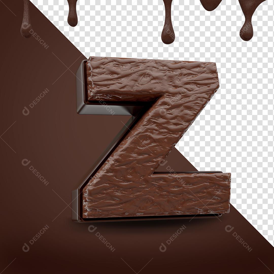 Elemento 3D Letra Z Textura De Chocolate Para Composição PSD