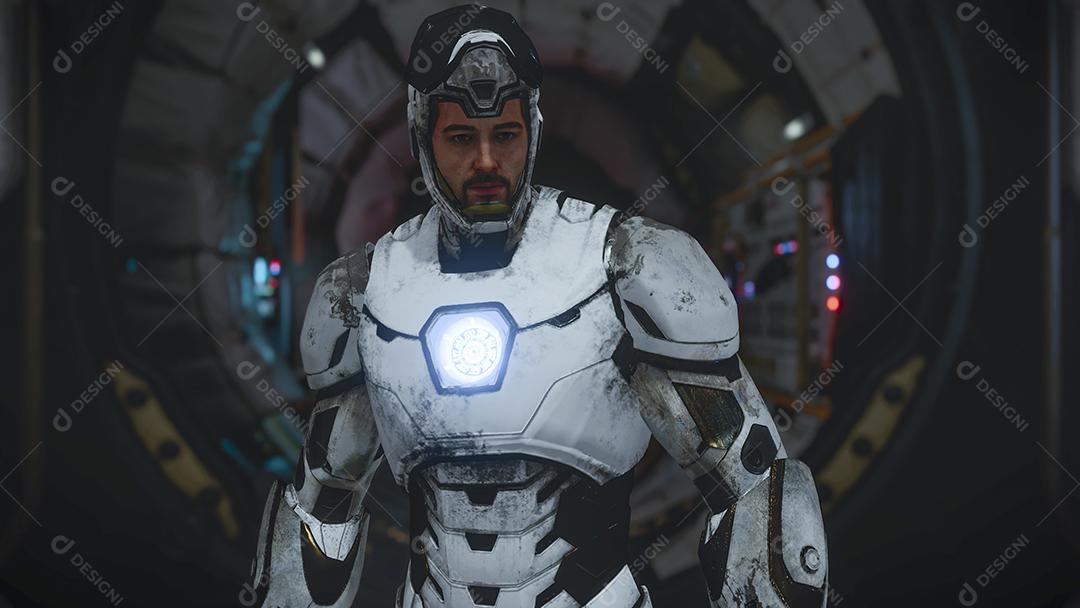 Homem de Ferro - Tony Stark em exibição de perto ilustração 3D, 2 mar, 2022, São Paulo, Brasil.