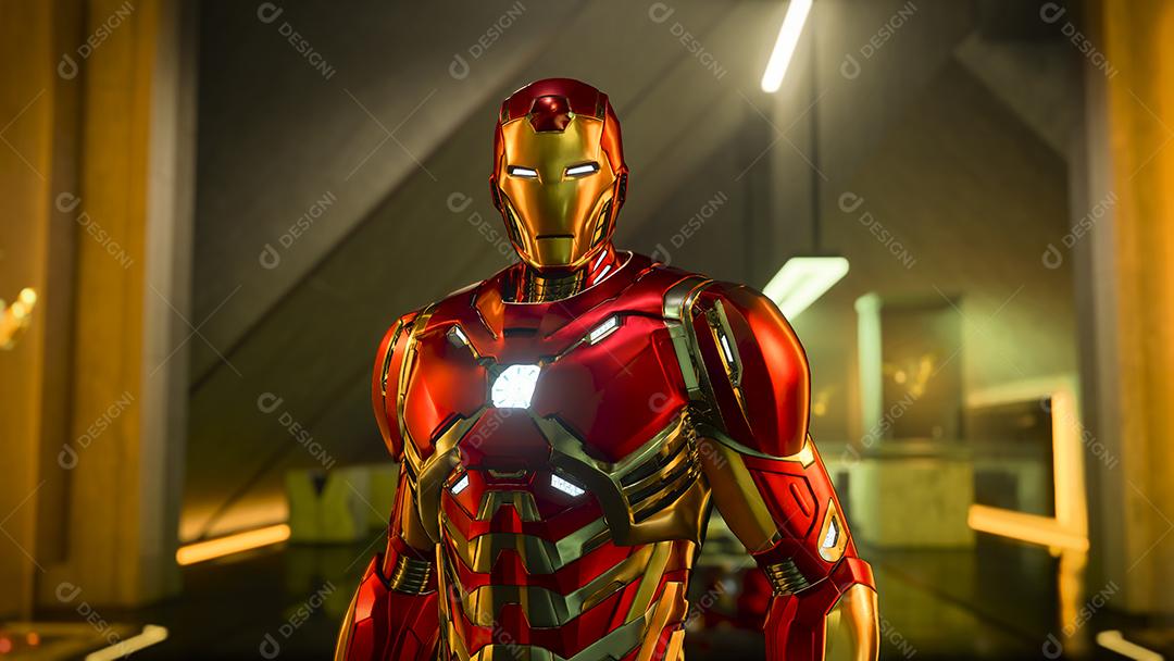 Homem de Ferro - Tony Stark em exibição de perto ilustração 3D, 2 mar, 2022, São Paulo, Brasil.
