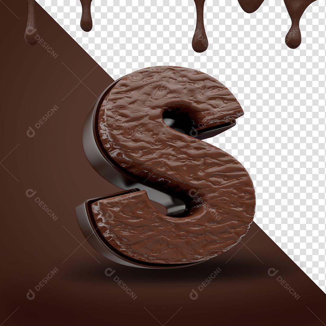 Letra S Textura De Chocolate Elemento 3D Para Composição PSD