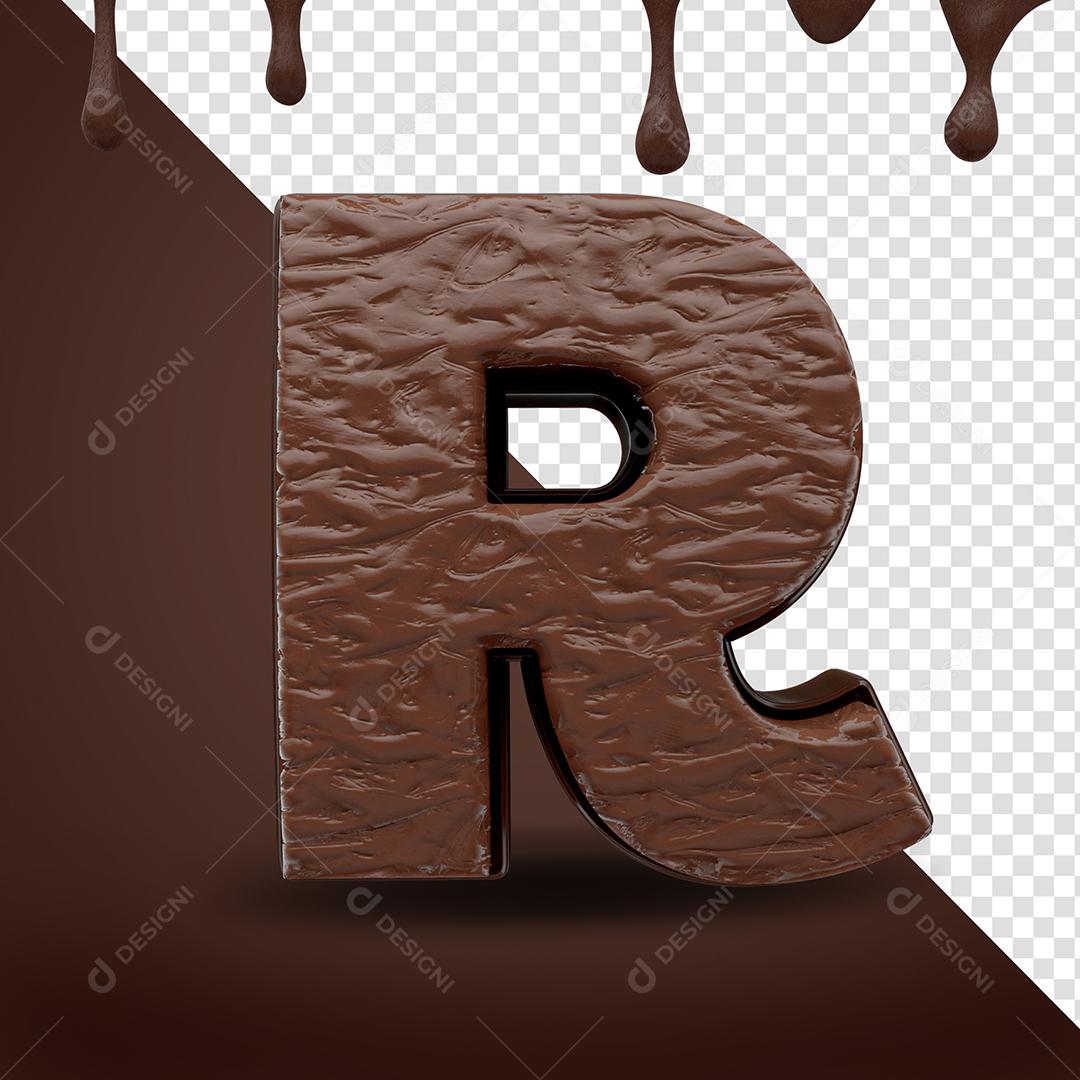 3D Element Letter R Chocolate Texture For Composition PSD
