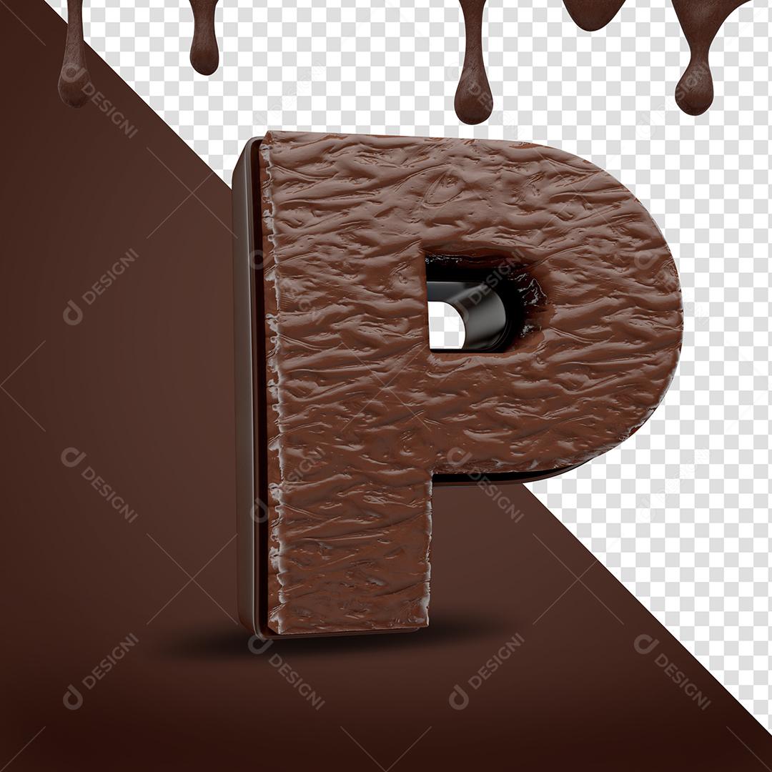 Letra P Textura De Chocolate Elemento 3D Para Composição PSD