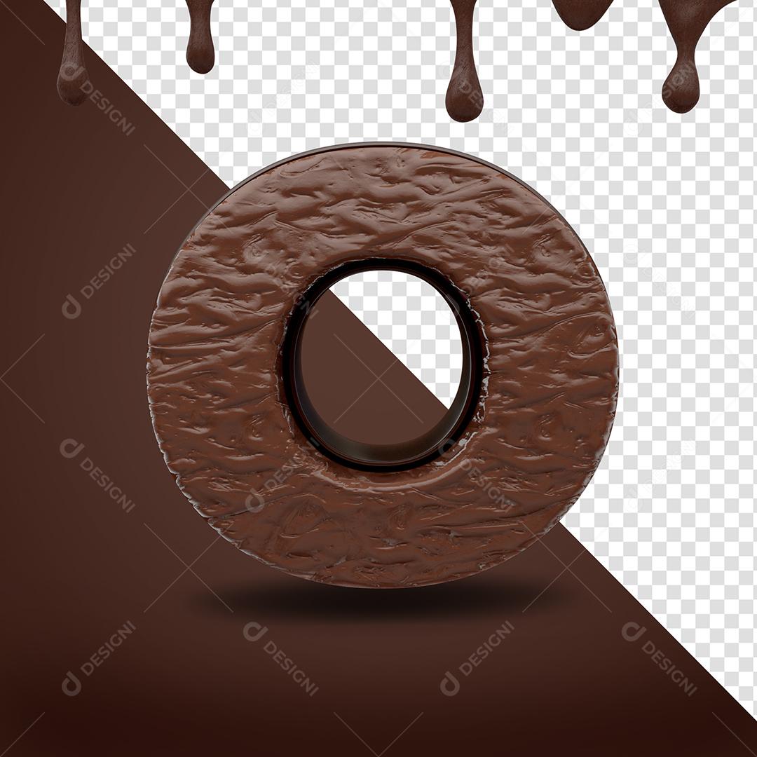 Letra O Textura De Chocolate Elemento 3D Para Composição PSD